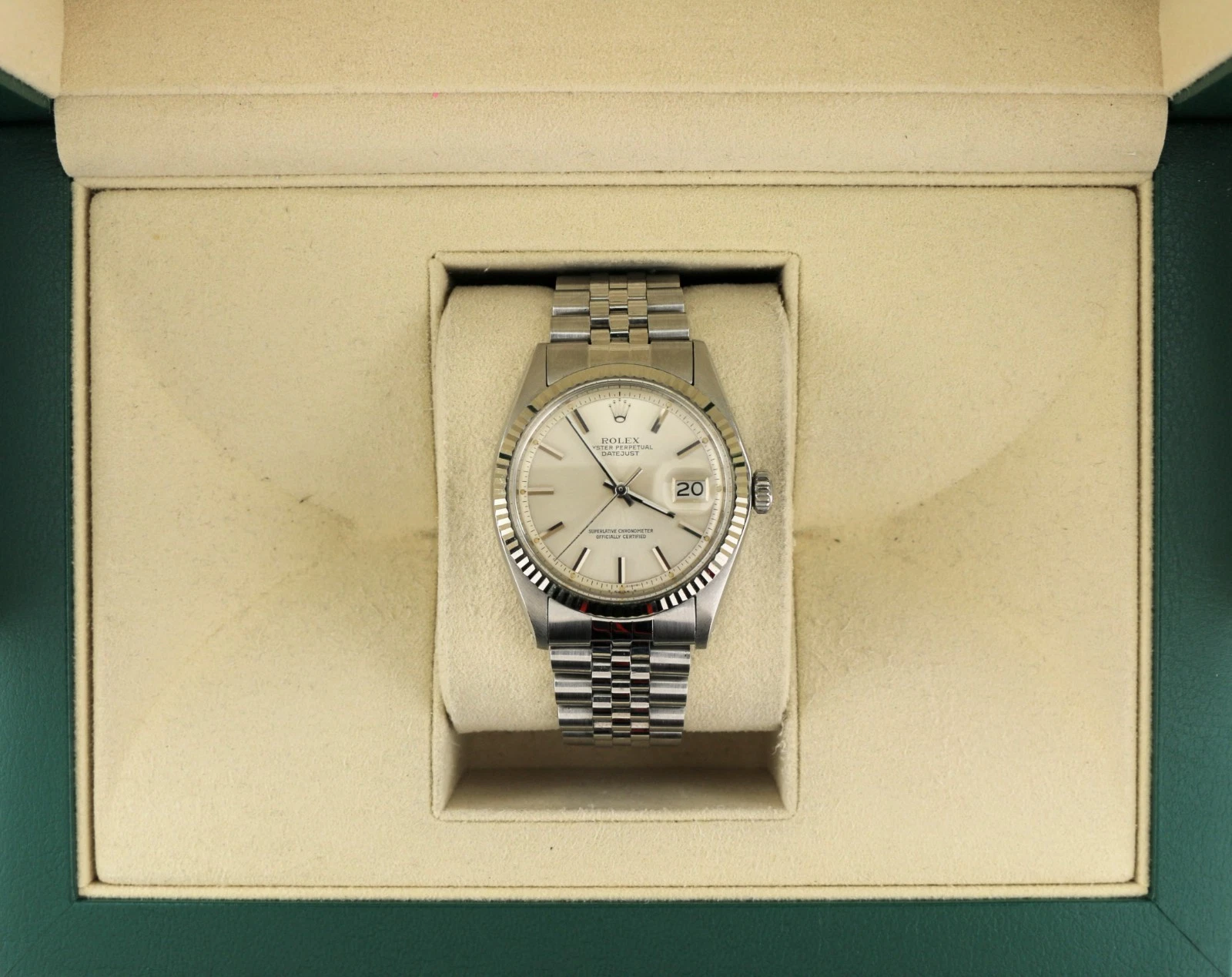 1975 Rolex Datejust 1601 Silver Dial SS Jubilee 18kt Fluted Bezel No Papers 36mm