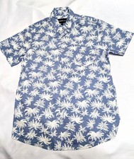 Molokai Surf Co. Hawaiian Shirt Men's L Blue Palm Trees Print M