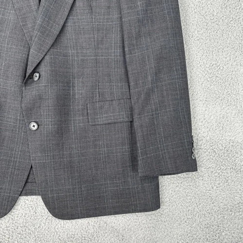 Hart Schaffner Marx Blazer Men 44L Grey Glen Plaid 2 Button Sports Coat USA Made - Picture 16 of 22