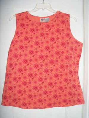 NEW WOMENS FADED GLORY RED FLORAL SLEEVELESS STRETCH TANK TOP SZ 18-20 2XL NWOT