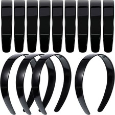 20 Pcs 1 Inch Black Plastic Headbands for Women Plain Craft Hairband with Tee...