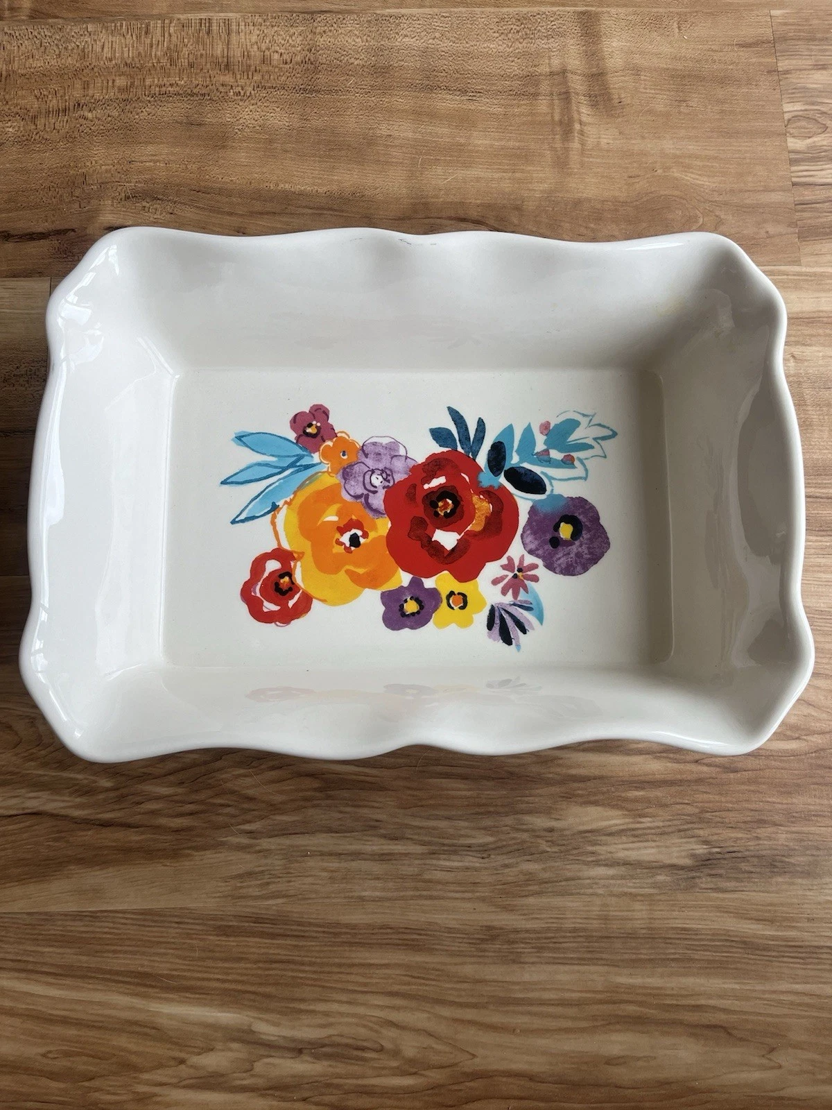 PIONEER WOMAN Baking CASSEROLE DISH 11x8", Vintage Retro Flower print