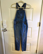Gap Kids Girls Blue Denim Overall One-Piece L Cotton Adjustable Straps Pockets