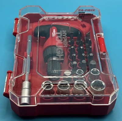 Hyper Tough 24pc Mini T-Handle Set,ratchet,extension,sockets,driver bits+ CASE!