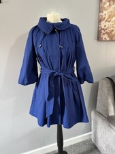 Marks & Spencer Cobalt Blue Swing Coat UK 10 Oversized Cocoon Jacket Cotton