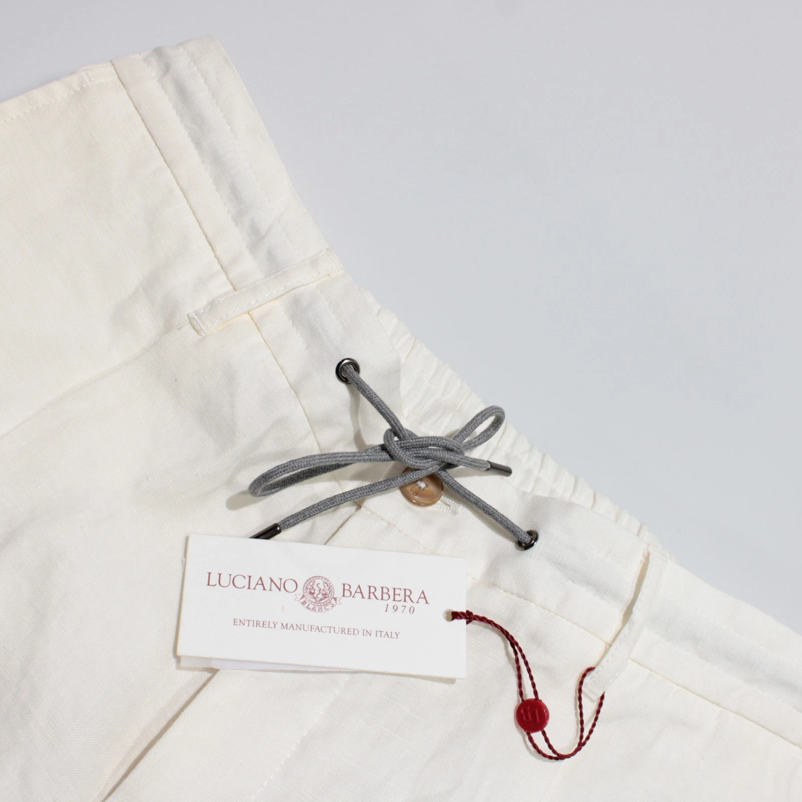 Luciano Barbera NWD Pleated Casual Pants Size 54 (US 38) in Ivory 100% Linen