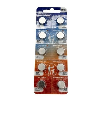 Renata 357 Silver Oxide Battery 1.55V SR44W Swiss Made (Pack of 10)