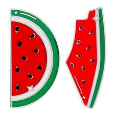 2pcs Cute Watermelon Enamel Lapel Pins - Fun Fruit Brooches for Clothing, Hats,