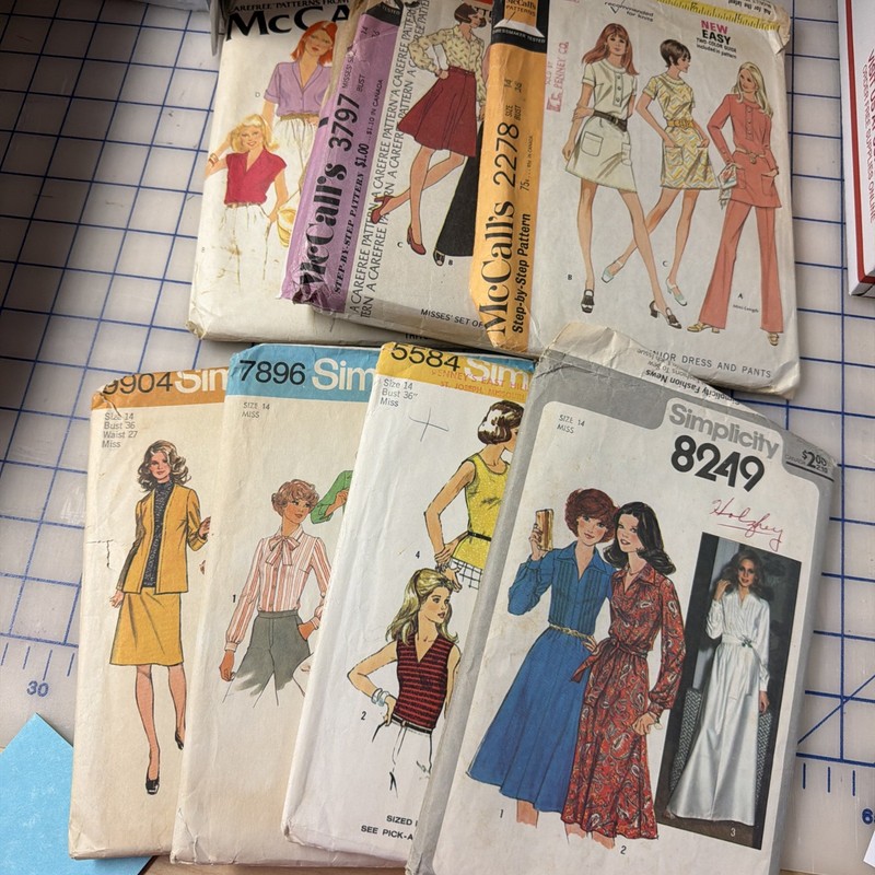Lot Of 7 Vintage Women’s Sewing Patterns Simplicity McCall’s size 14