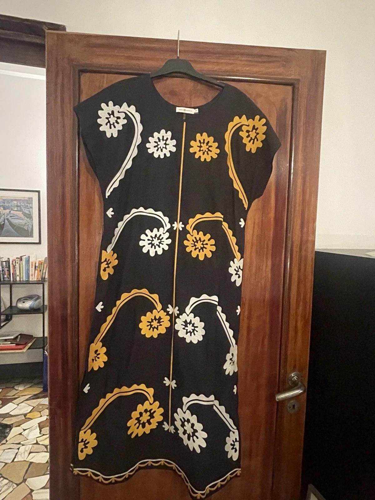 Tory Burch Abito Caftano In Cotone Black Cotton Long Dress Tory Burch