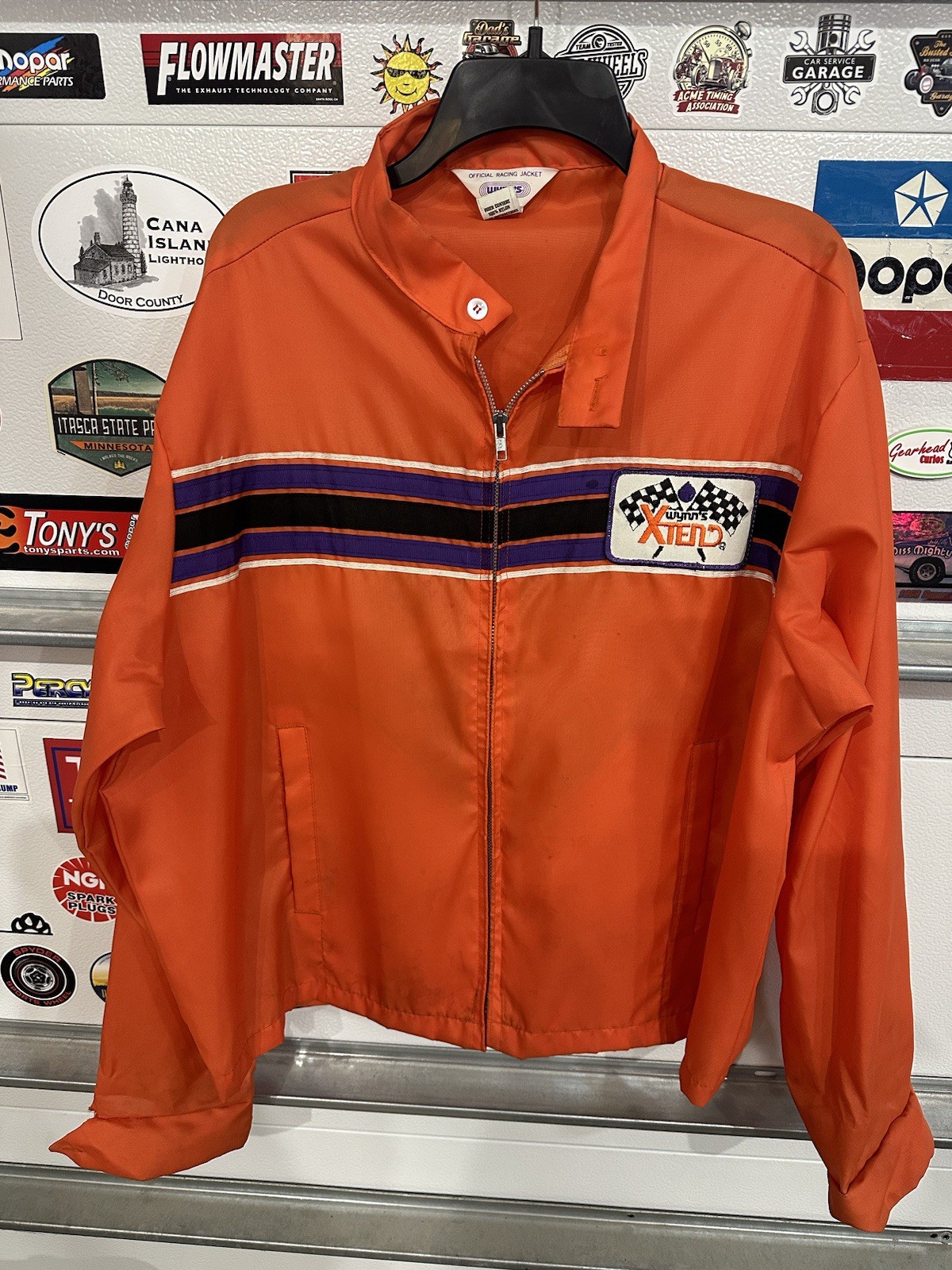 Vintage XL Wynn’s Racing Jacket 1970’s Xtend Orange Windbreaker Extra Large USA