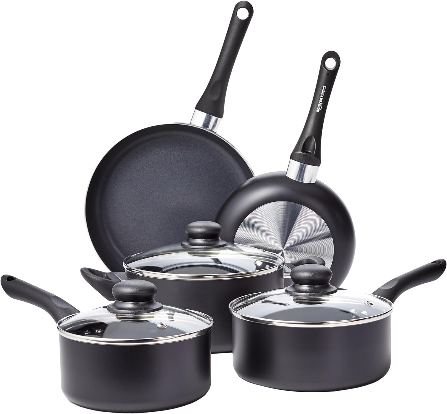 Set 8 Pentole Cucina Nero Antiaderente | Soluzione Completa Famiglia