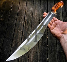 CUSTOM HANDMADE CARBON STEEL MINI SWORD & LEATHER SHEATH | USA TAX PAID