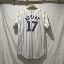 Chicago Cubs Kris Bryant #17 Jersey Youth XL 18/20 White Pinstripe Majestic