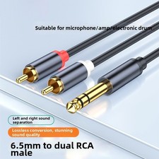 6.35mm Jack to 2 x RCA Phono Male Plugs Audio Cable Lead 0.5m 1m 1.5m 3m 5m 10m