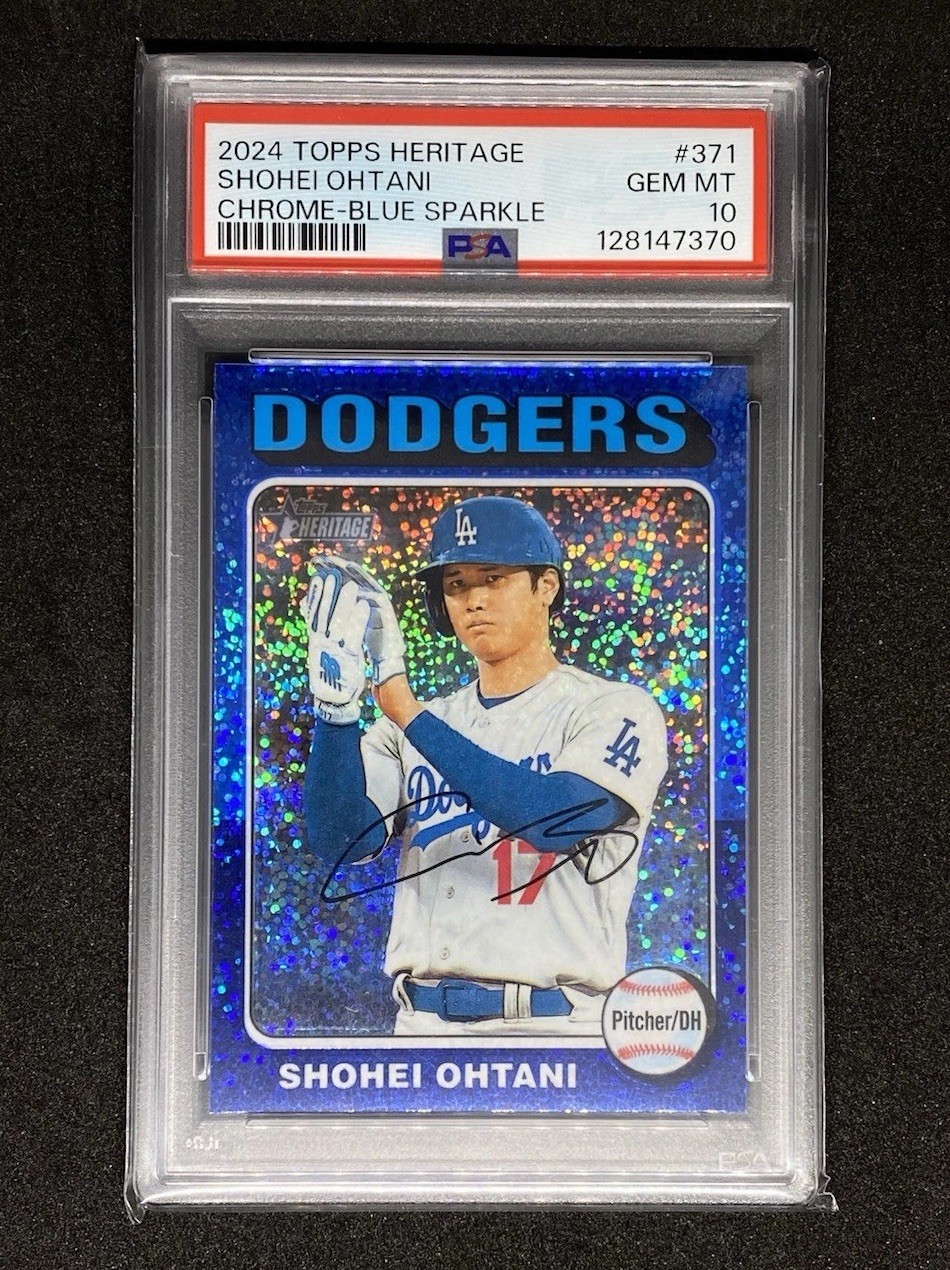 2024 Topps Heritage - Shohei Ohtani #371 Chrome - Blue Sparkle - PSA 10
