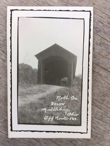 COVERED BRIDGE RPPC Photo POSTCARD Noble Co. Below Middleburg Ohio Off Rte 564 - Picture 2 of 3