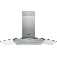 Image of Hotpoint PHGC9.4FLMX - 90cm Curved Style Cooker Hood - Stainless & Glass