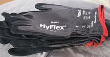 4 Pairs of HyFlex Ansell 11-841 Foam Nitrile Grip Work Gloves Size 7
