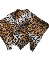 Cejon Accessories Silk Scarf Brown Spotted Leopard 20/20" Made In USA