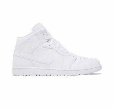 Mens Size 11 Nike Air Jordan 1 Mid Triple White Shoes 554724-136