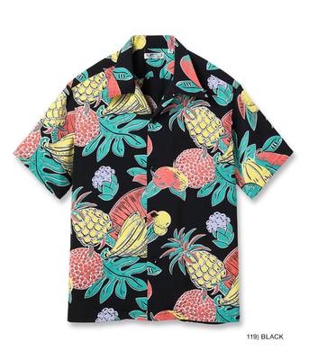 SUN SURF Lot No. SS39415 RAYON HAWAIIAN SHIRT TROPICAL FRUITS