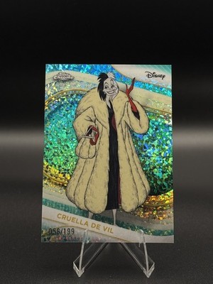Cruella De Vil 2025 Topps Chrome Disney Aqua Mini Diamonds Refractor /199