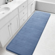 Yimobra 72x24 Non-Slip Washable Memory Foam Bath Runner Rug Mat Denim Blue