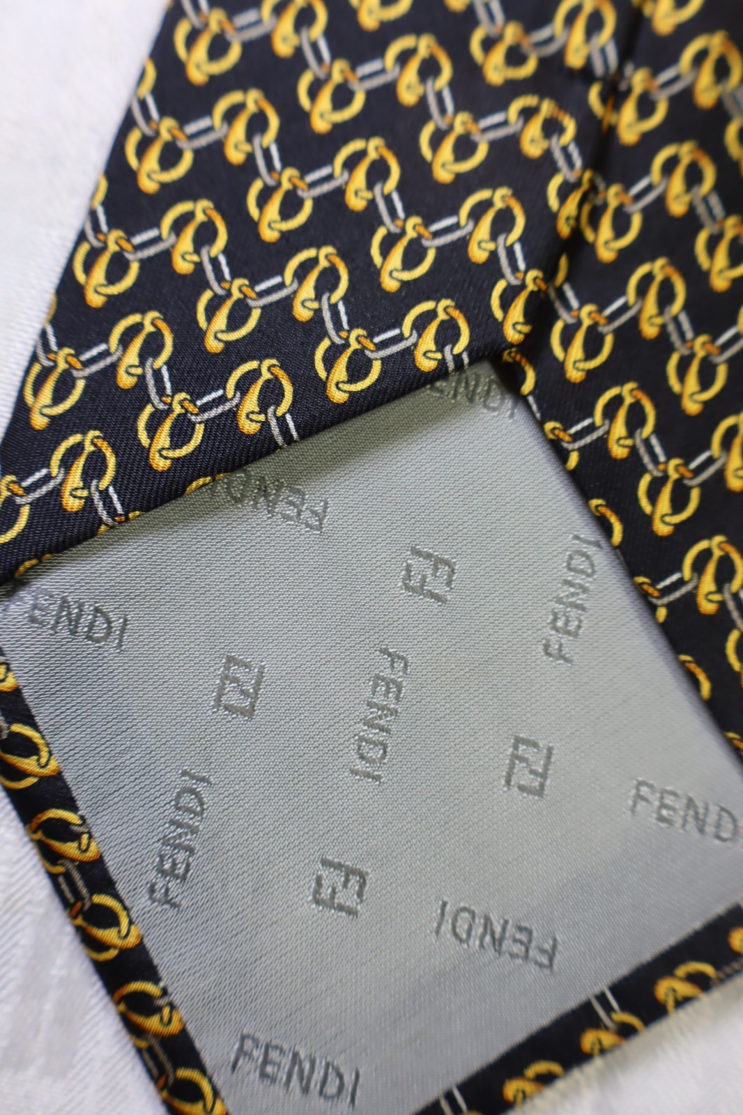 Fendi Roma 100% Silk Tie Cravatta Necktie Made In Italy Vintage Classic thumbnail 5