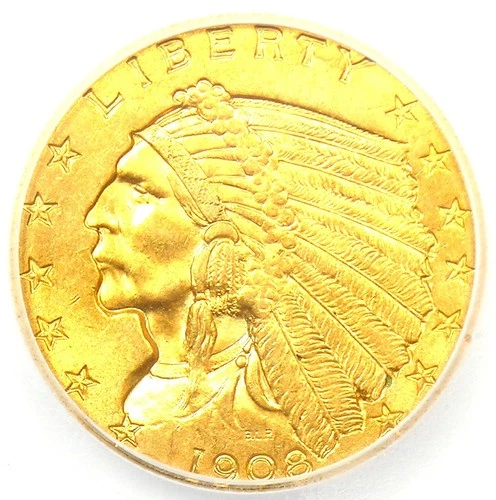 1908 Indian Gold Quarter Eagle $2.50 Coin - Certified ICG MS64 - $2,400 Value!