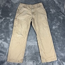 Carhartt Pants Mens 34x30 Canvas Carpenter Loose Distressed Workwear B151 DKH