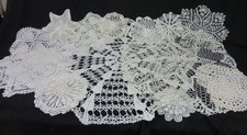 LOT OF 14 VINTAGE DOILIES HAND CROCHETED WHITE