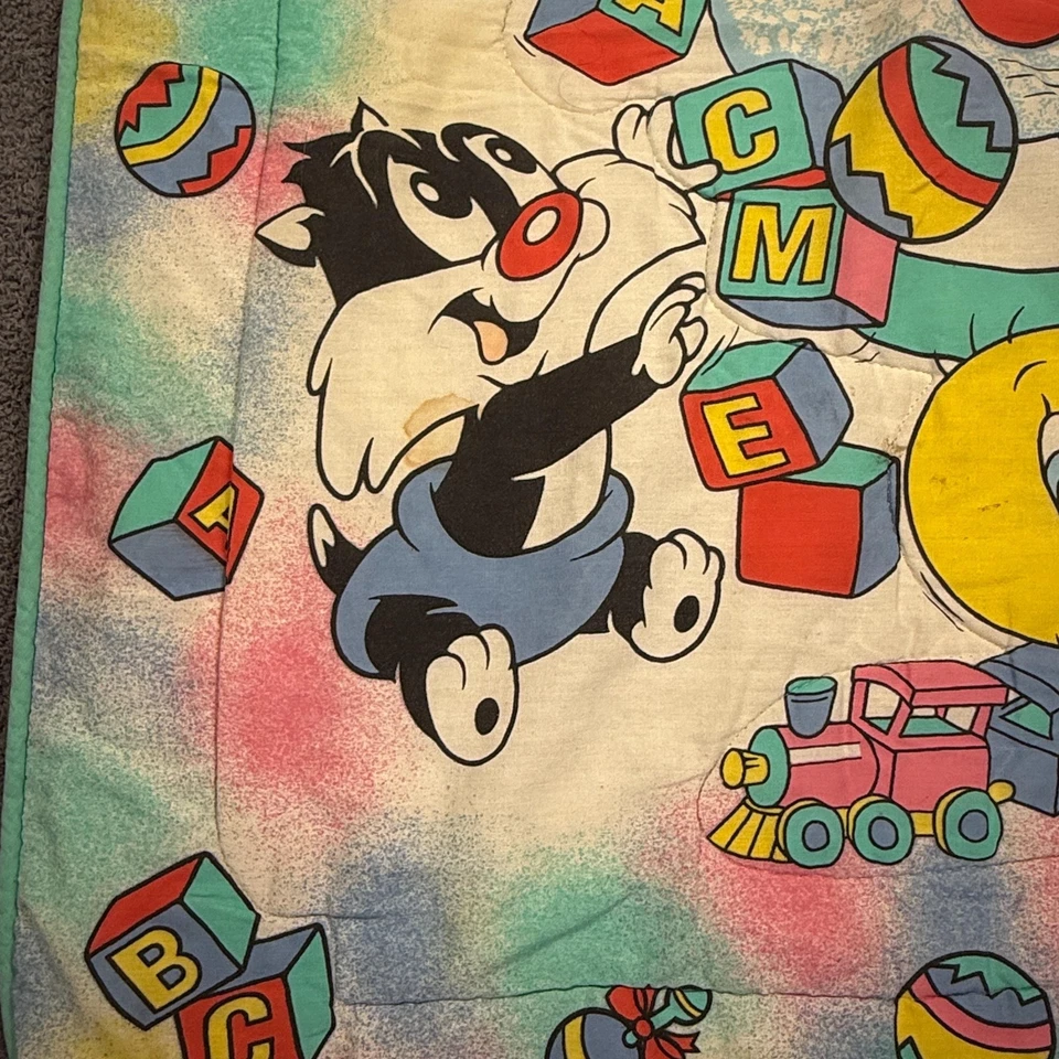 Manta de cuna vintage Baby Looney Tunes edredón insectos lucas piolín pastel de milvestre Foto 3 de 4