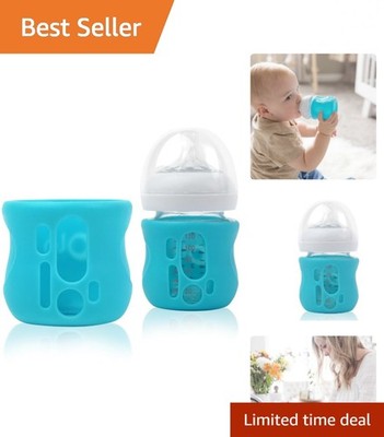Soft Blue Silicone Sleeve for Avent Natural Glass Bottles - 4oz Safety First