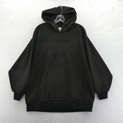GIII 4Her Hoodie Womens Medium Minnesota Vikings Black Tonal Embroidered Vintage