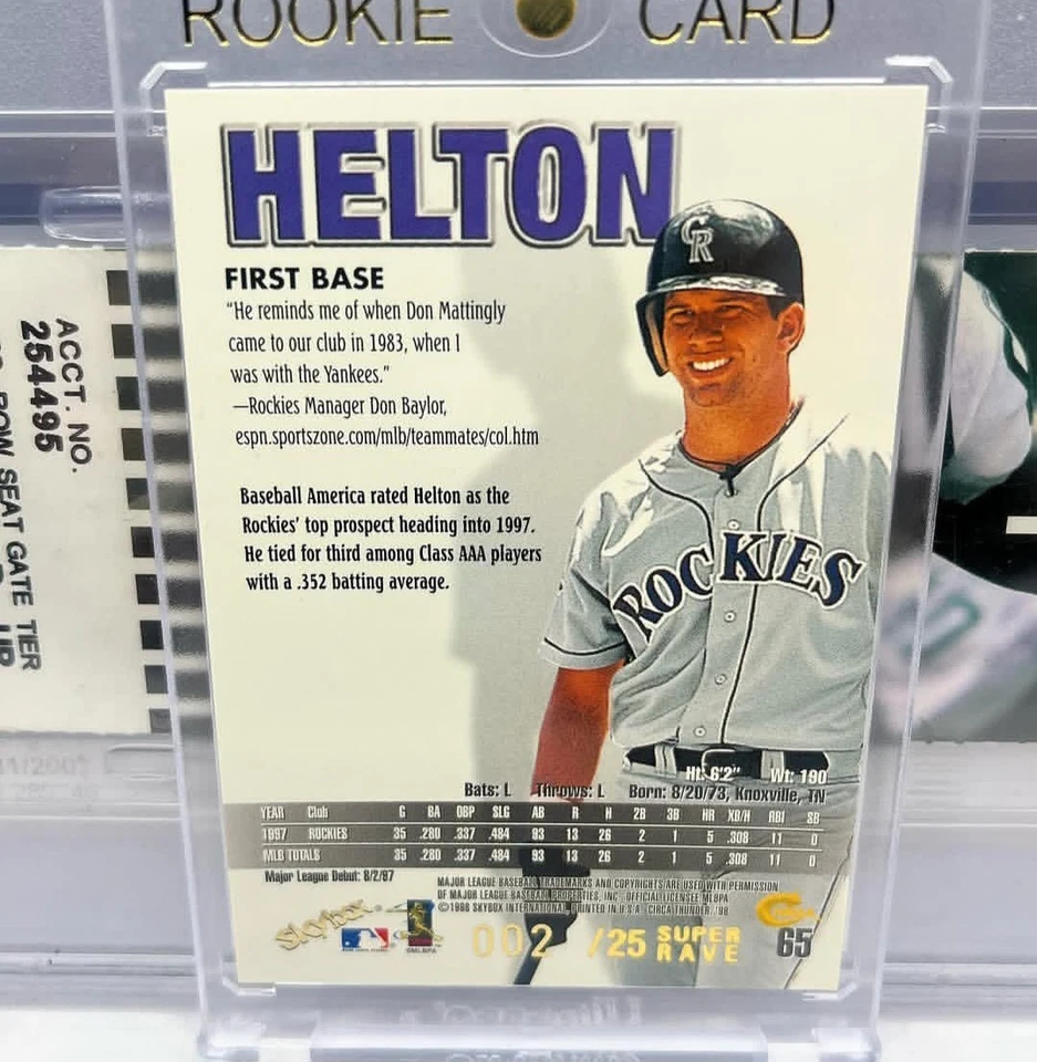 Todd Helton 1998 Skybox Circa Super Rave /25 RC Rookie HOF RARE - Image 2 of 2