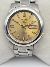 Vintage SEIKO 5 Automatic 7S26 Golden Sunburst Dial Men's Japanese Watch 37mm