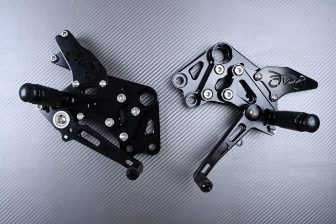 Commandes reculées KTM Duke 390 noires réglables pour moto de route et piste