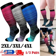 Plus Size Compression Socks Calf Sleeve Men Women Extra Wide 15-20mmHg 2XL-4XL