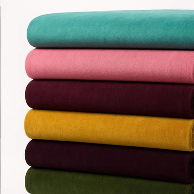 Cotton Velvet Upholstery Fabric by Yard   Soft Solid Color Velvet, 44  Wide