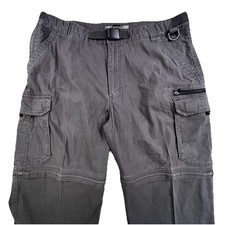 BC Clothing Convertible Cargo Pants Men's Size XL 38x29 Gray Belted Hiking