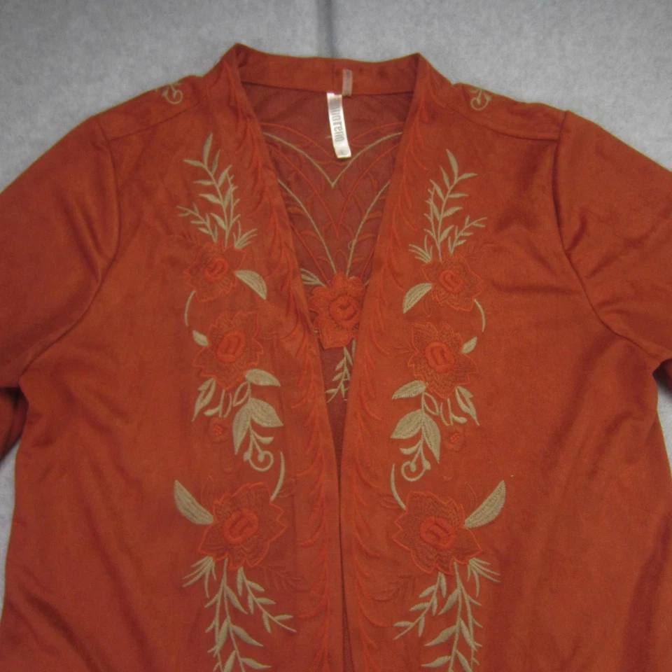 Cárdigan Monoreno Mujer Grande Bordado Óxido Boho Frente Abierto Floral Mordedura de Tiburón Foto 2 de 4