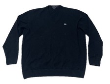 Mens XXL US 7 EU Lacoste V-Neck Knit Sweater 100 Cashmere Black Luxury France
