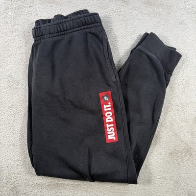 Nike Sweatpants Men Medium Black Fleece Drawstring Joggers Gym Just Do It Active