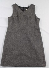 LL Bean Dress Womens 12 Wool Sleeveless Sheath Herringbone Made in USA Classic