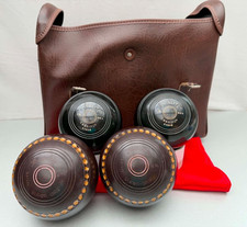 Vintage Lawn Bowls Set: 2x Henselite Super-Grip & 2x Vitalite with Carry Bag