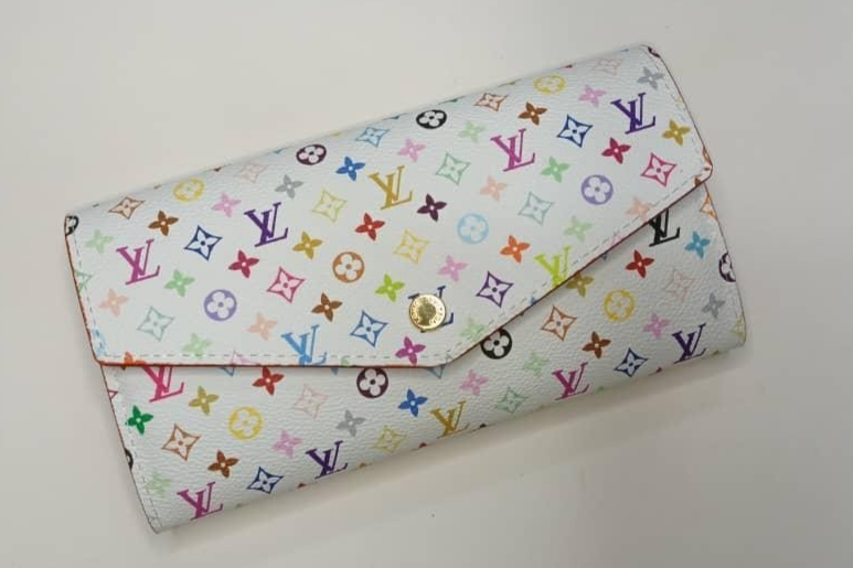 Louis Vuitton White Multicolor Monogram Sarah Long Wallet Pink Interior (Used)
