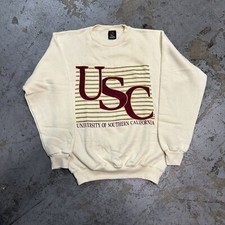 Vintage 90s USC Trojans Cream Sweatshirt Sz Medium NCAA Made In USA