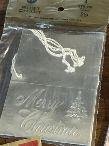 Großes Set Retro Vintage Weihnachten Geschenkanhänger Sortiment Folie Glitzer Silber Gold - Bild 17 von 19