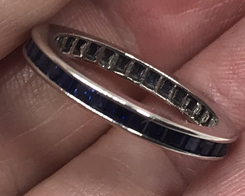 Estate 18K WG Channel Set Sapphire Eternity Band- Stacker- 5 1/2 - Picture 5 of 6